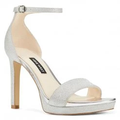 Nine West Edyn Ankle Strap Sandals Metallic Mindset
