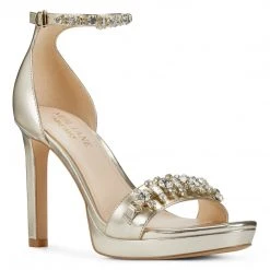 Nine West Engaged Heeled Ankle Strap Sandals Metallic Mindset
