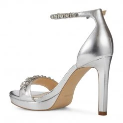 Nine West Engaged Heeled Ankle Strap Sandals Metallic Mindset