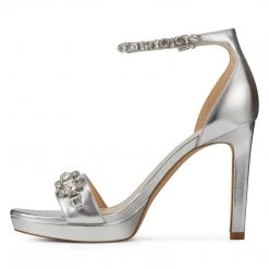 Nine West Engaged Heeled Ankle Strap Sandals Metallic Mindset