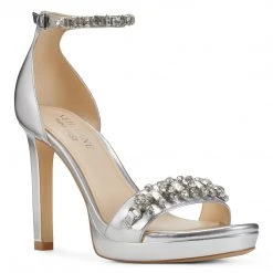 Nine West Engaged Heeled Ankle Strap Sandals Metallic Mindset