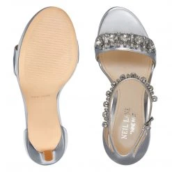 Nine West Engaged Heeled Ankle Strap Sandals Metallic Mindset