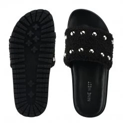 Nine West Freely Studded Flat Slide Sandals High Impact Platforms 6 Nine West Freely Studded Flat Slide Sandals High Impact Platforms