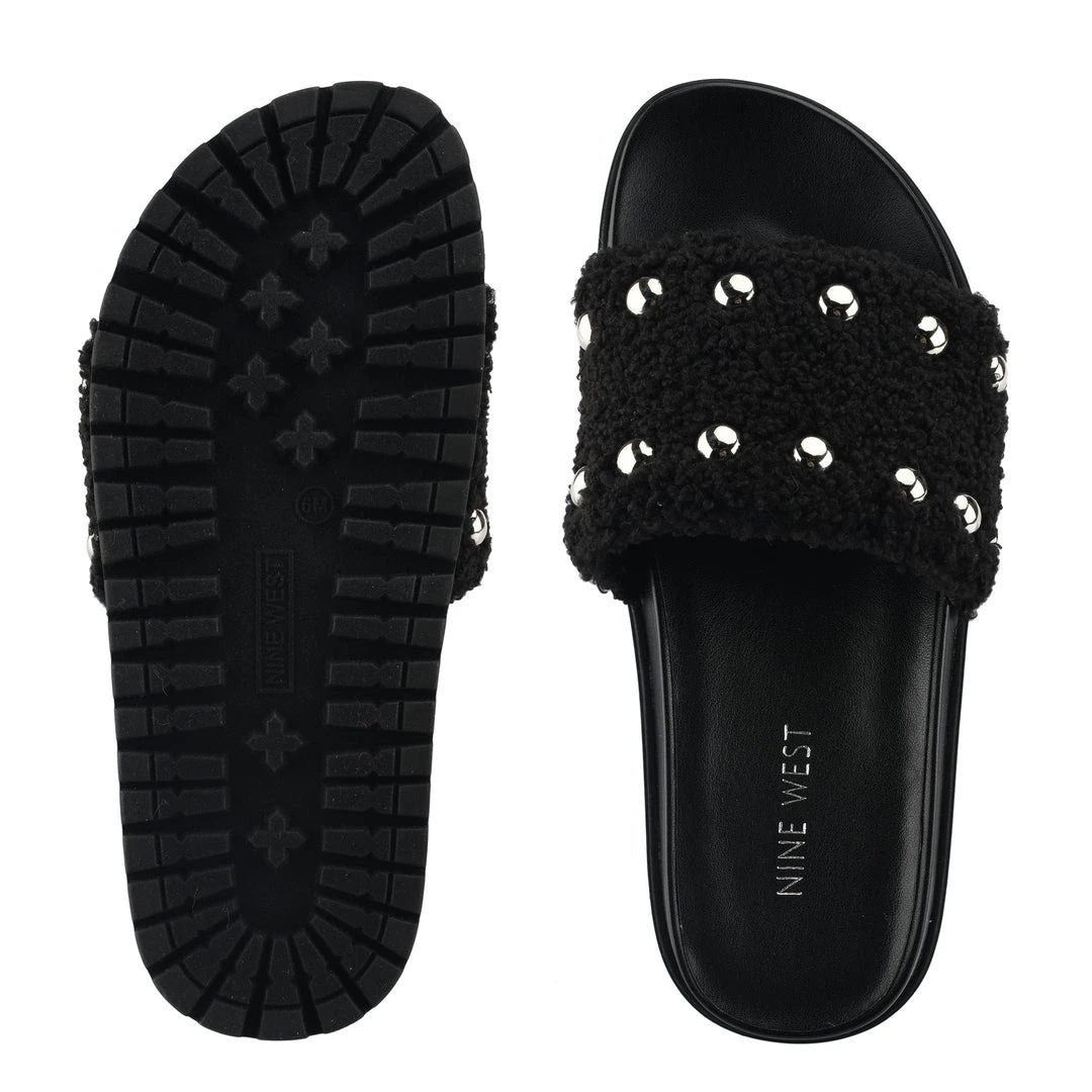 Nine West Freely Studded Flat Slide Sandals High Impact Platforms Nine West Freely Studded Flat Slide Sandals High Impact Platforms