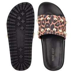 Nine West Freely Studded Flat Slide Sandals High Impact Platforms 6 Nine West Freely Studded Flat Slide Sandals High Impact Platforms