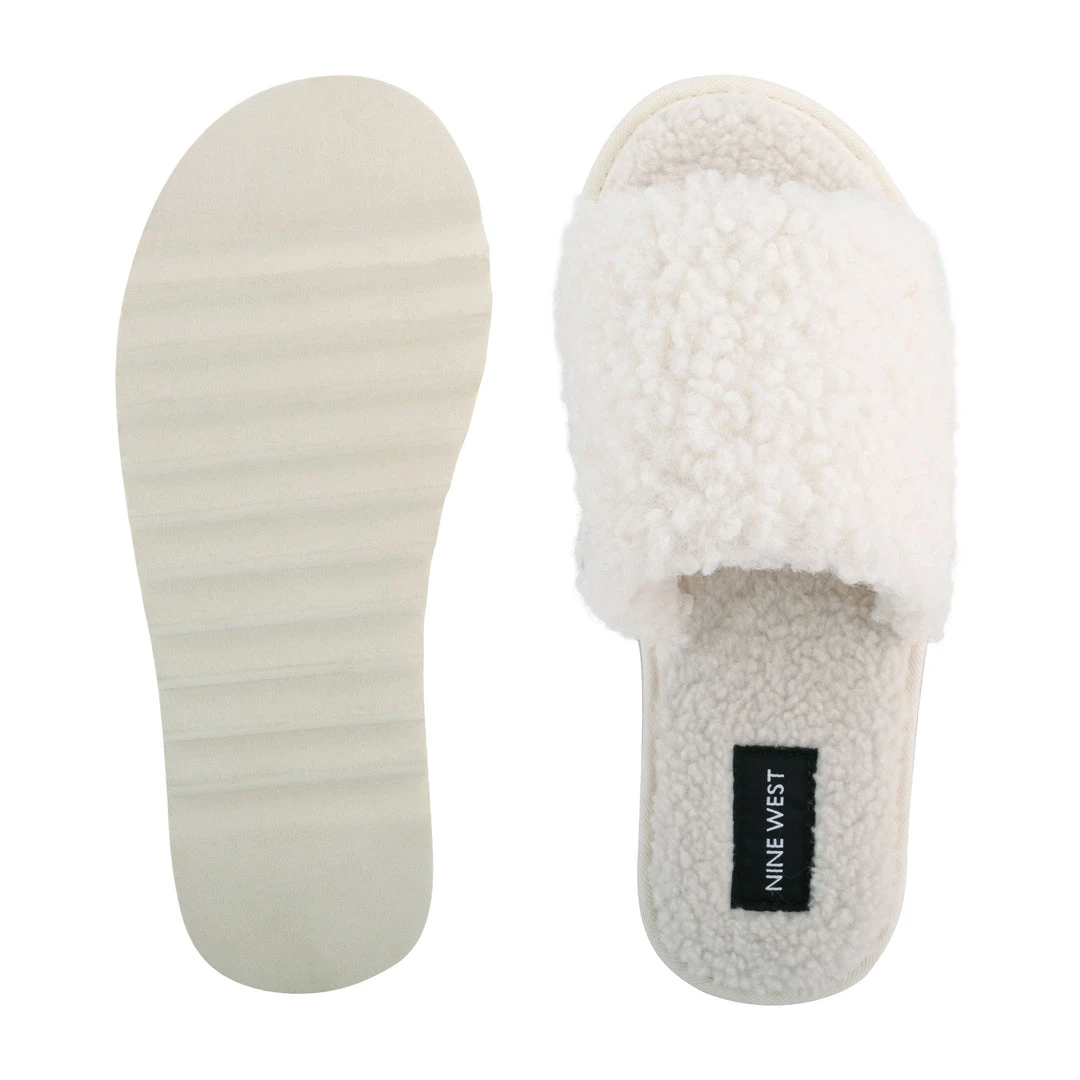 Nine West Fuzzie Cozy Flat Slide Sandals Mules & Slides 7 Nine West Fuzzie Cozy Flat Slide Sandals Mules & Slides