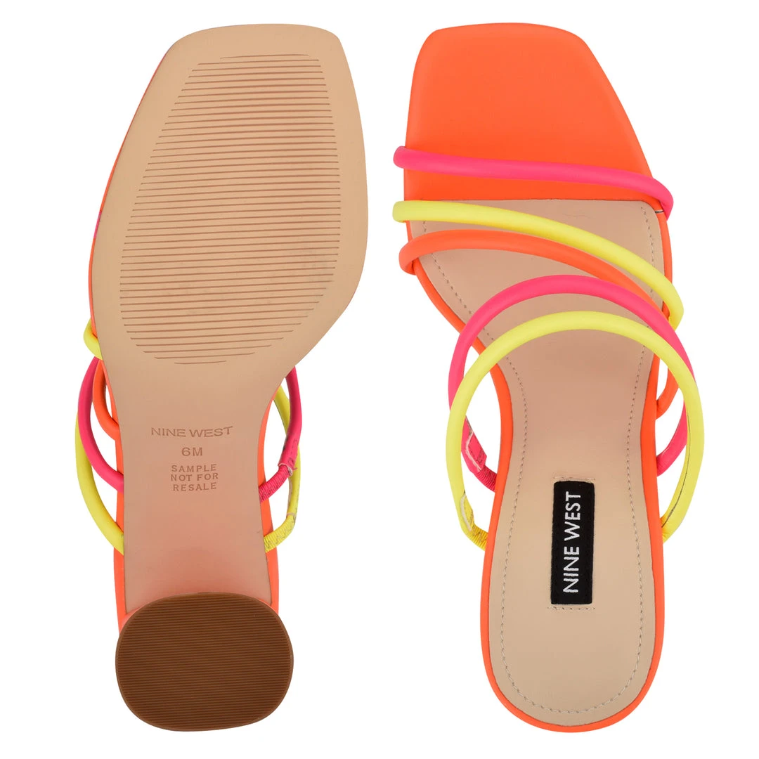 Nine West Girlie Block Heel Slide Sandals Color Pop 7 Nine West Girlie Block Heel Slide Sandals Color Pop