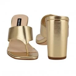 Nine West Gogo Block Heel Slide Sandals