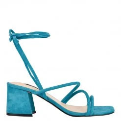 Nine West Gorg Ankle Wrap Block Heel Sandals Lace It Up
