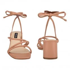 Nine West Gorg Ankle Wrap Block Heel Sandals Lace It Up