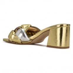 Nine West Gotit Block Heel Slide Sandals Weave Got You