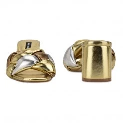 Nine West Gotit Block Heel Slide Sandals Weave Got You