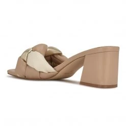 Nine West Gotit Block Heel Slide Sandals Weave Got You