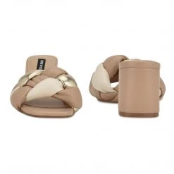 Nine West Gotit Block Heel Slide Sandals Weave Got You