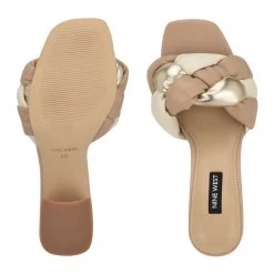 Nine West Gotit Block Heel Slide Sandals Weave Got You