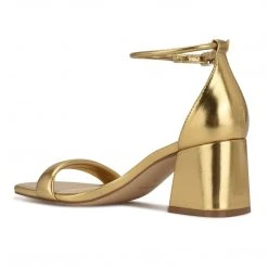 Nine West Gretal Ankle Strap Block Heel Sandals Metallic Mindset 4 Nine West Gretal Ankle Strap Block Heel Sandals Metallic Mindset