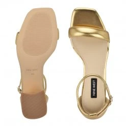 Nine West Gretal Ankle Strap Block Heel Sandals Metallic Mindset 6 Nine West Gretal Ankle Strap Block Heel Sandals Metallic Mindset