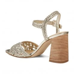 Nine West Gwenny Block Heel Sandals Metallic Mindset