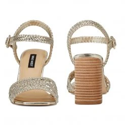 Nine West Gwenny Block Heel Sandals Metallic Mindset