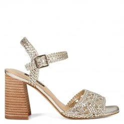 Nine West Gwenny Block Heel Sandals Metallic Mindset