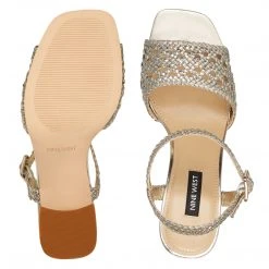 Nine West Gwenny Block Heel Sandals Metallic Mindset