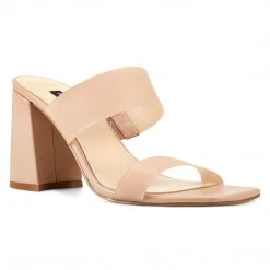 Nine West Gya Block Heel Slide Sandals