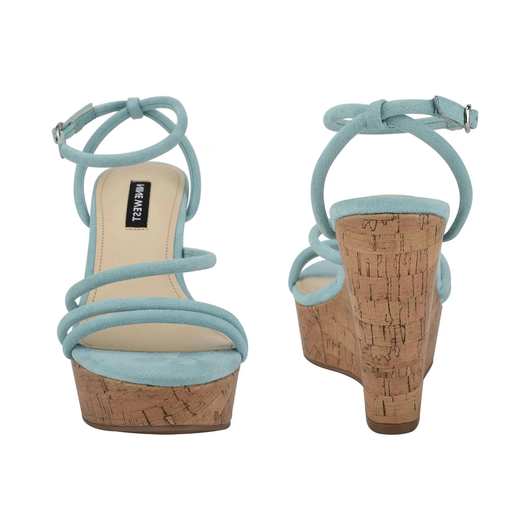 Nine West Lace It Up Havi Ankle Wrap Cork Wedge Sandals 6 Nine West Lace It Up Havi Ankle Wrap Cork Wedge Sandals