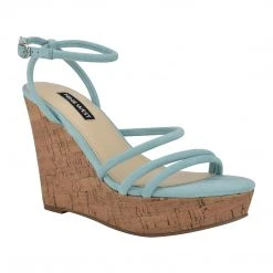 Nine West Lace It Up Havi Ankle Wrap Cork Wedge Sandals