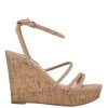Nine West Havi Ankle Wrap Cork Wedge Sandals Lace It Up