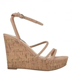 Nine West Havi Ankle Wrap Cork Wedge Sandals Lace It Up