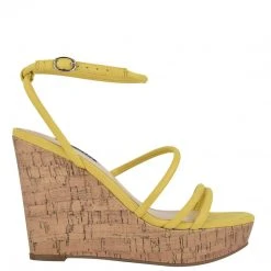 Nine West Lace It Up Havi Ankle Wrap Cork Wedge Sandals