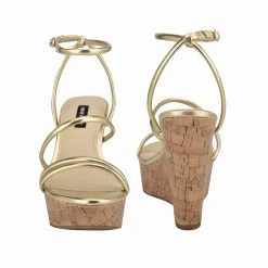Nine West Havi Ankle Wrap Cork Wedge Sandals