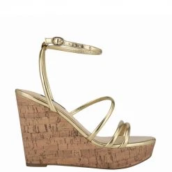 Nine West Havi Ankle Wrap Cork Wedge Sandals