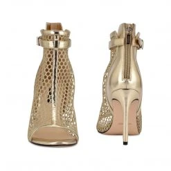 Nine West Ididit Mesh Peep Toe Booties Metallic Mindset 10 Nine West Ididit Mesh Peep Toe Booties Metallic Mindset