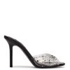 Nine West Ido Rhinestone Heeled Slide Sandals In The Clear