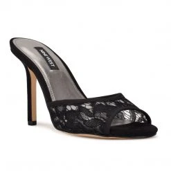 Nine West Ido Lace Heeled Slide Sandals Shoes