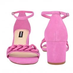 Nine West Kimba Ankle Strap Block Heel Sandals Color Pop