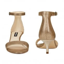 Nine West Leisa Ankle Strap Sandals Metallic Mindset