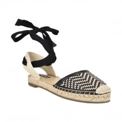 Nine West Lace It Up Mage Flat Ankle Wrap Espadrille Sandal
