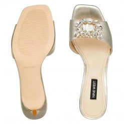 Nine West Masen Heeled Slide Sandals Metallic Mindset