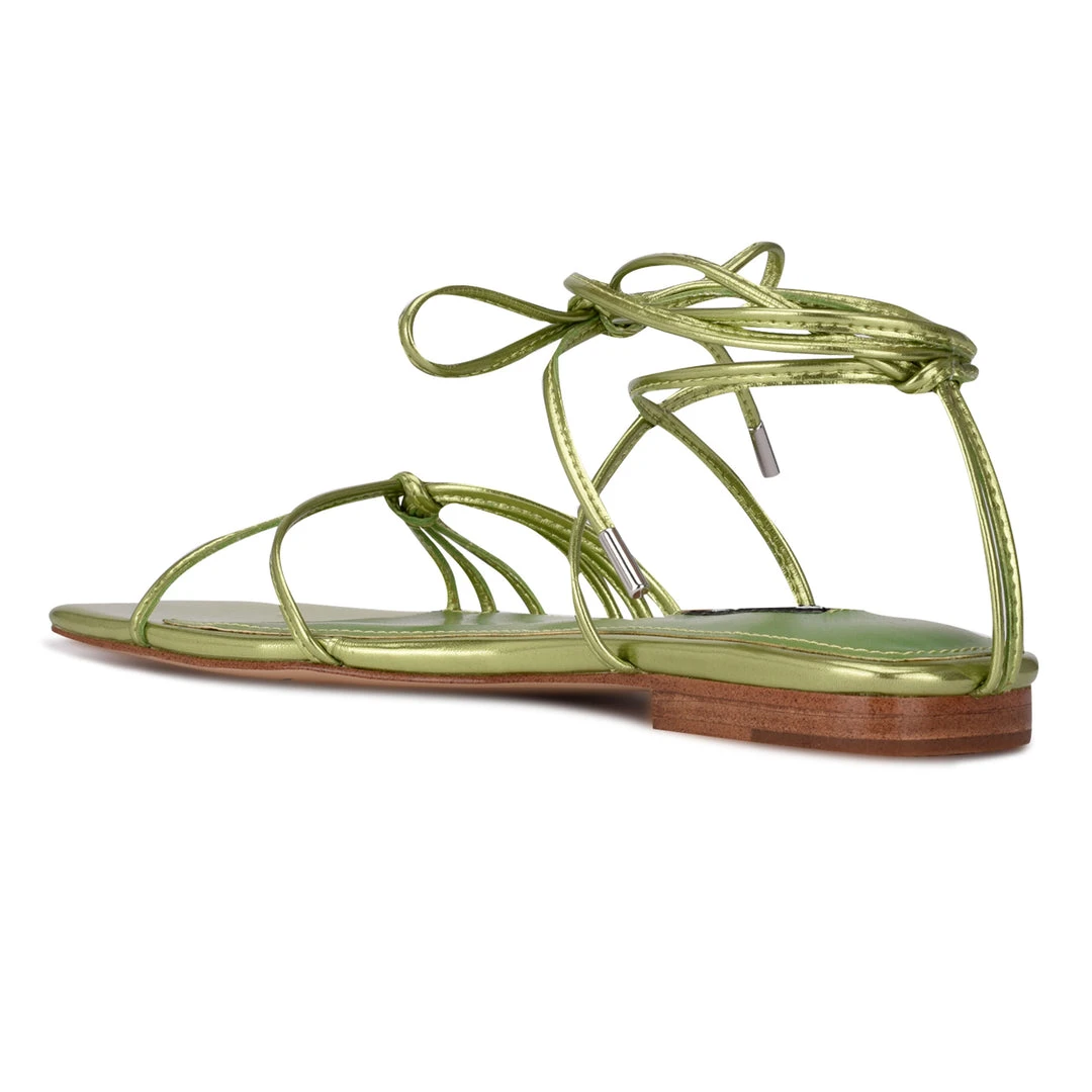 Nine West Lace It Up Minus Ankle Wrap Flat Sandals 5 Nine West Lace It Up Minus Ankle Wrap Flat Sandals