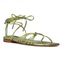 Nine West Lace It Up Minus Ankle Wrap Flat Sandals