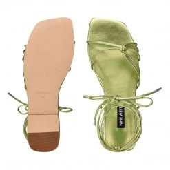 Nine West Lace It Up Minus Ankle Wrap Flat Sandals 11 Nine West Lace It Up Minus Ankle Wrap Flat Sandals