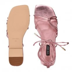 Nine West Minus Ankle Wrap Flat Sandals 6 Nine West Minus Ankle Wrap Flat Sandals