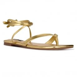 Nine West News Ankle Wrap Flat Sandals Lace It Up