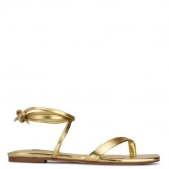 Nine West News Ankle Wrap Flat Sandals Lace It Up