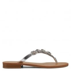 Nine West Perfect Flat Slide Sandals Metallic Mindset