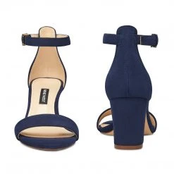 Nine West Heels Pruce Ankle Strap Block Heel Sandals