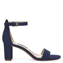 Nine West Heels Pruce Ankle Strap Block Heel Sandals