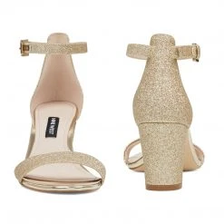 Nine West Metallic Mindset Pruce Ankle Strap Block Heel Sandals 12 Nine West Metallic Mindset Pruce Ankle Strap Block Heel Sandals